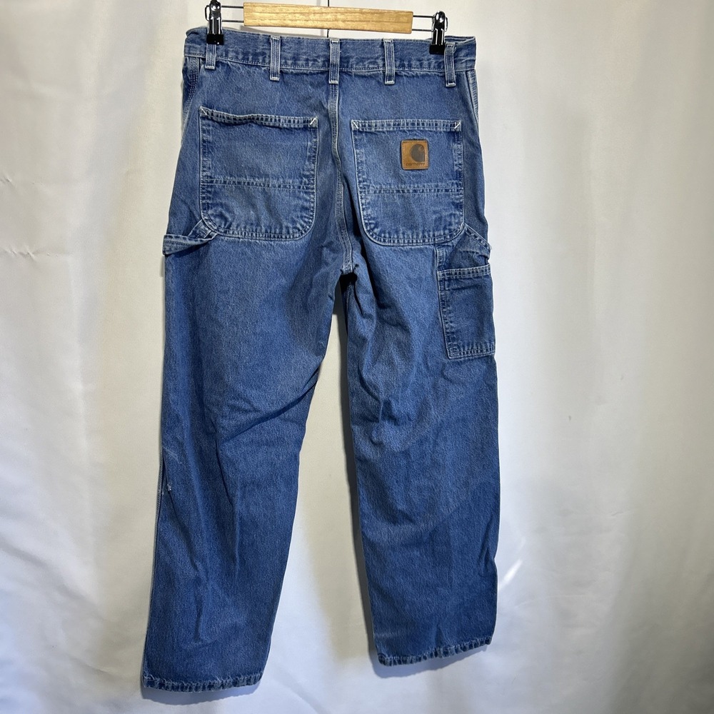 Carhartt B13 DST Mens 33 x 30 Blue Denim Carpenter Work Jeans Knee - Picture 5 of 13